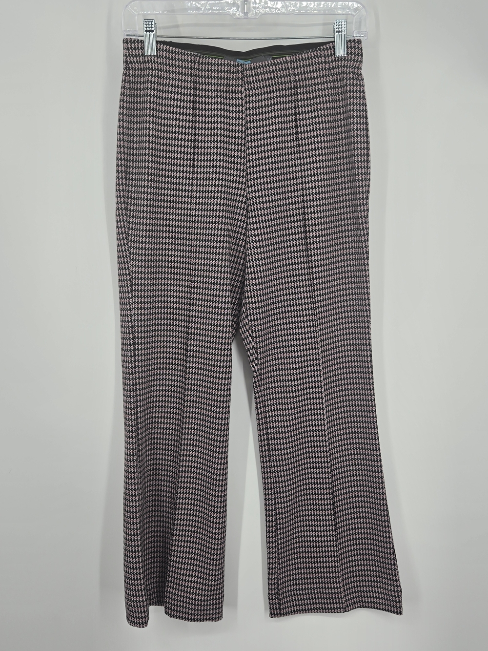 Eva Franco Black & Pink Houndstooth Wide-Leg Trousers Small NWT (7611)